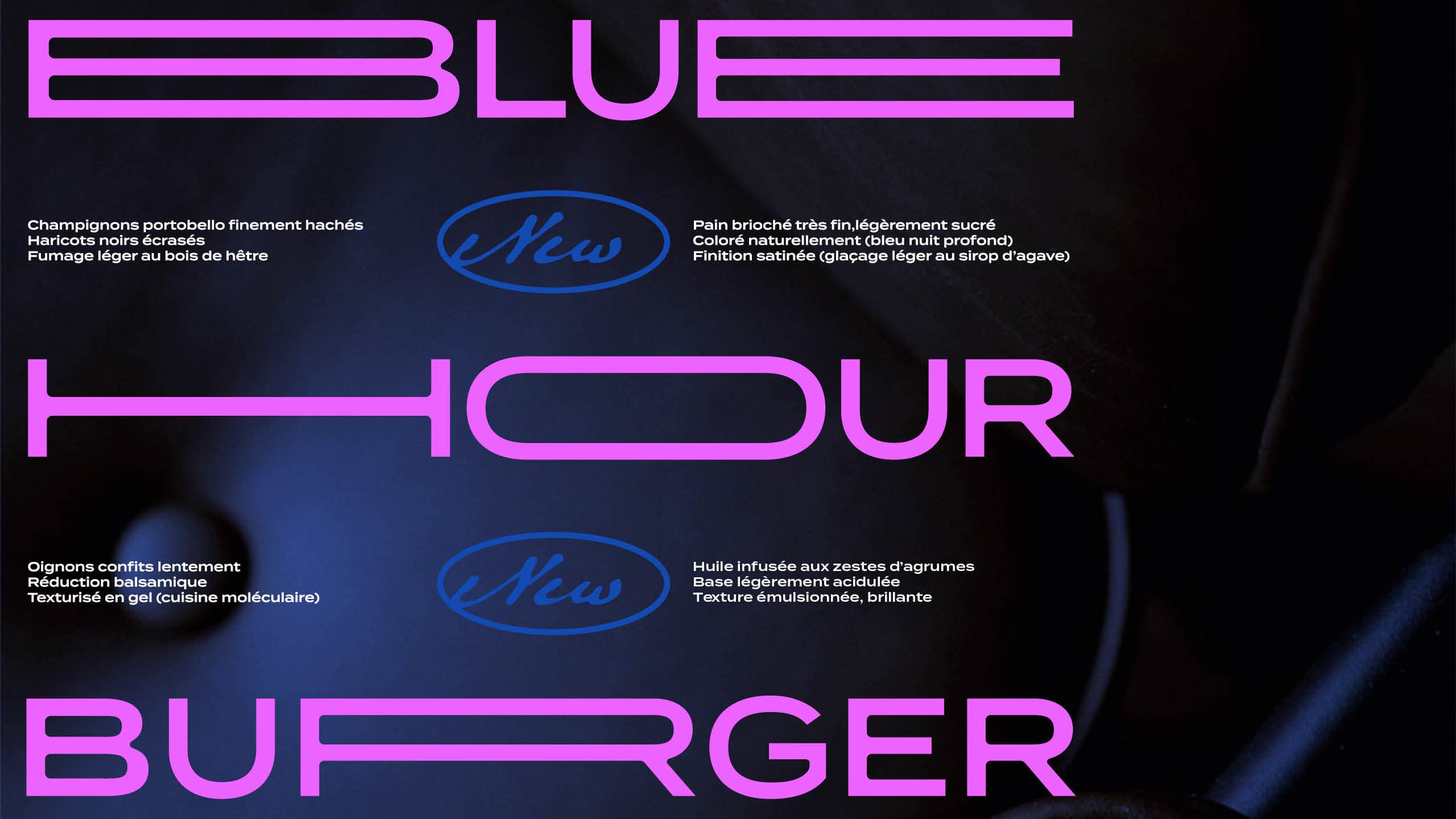 Système typographique Blue Hour appliqué au produit