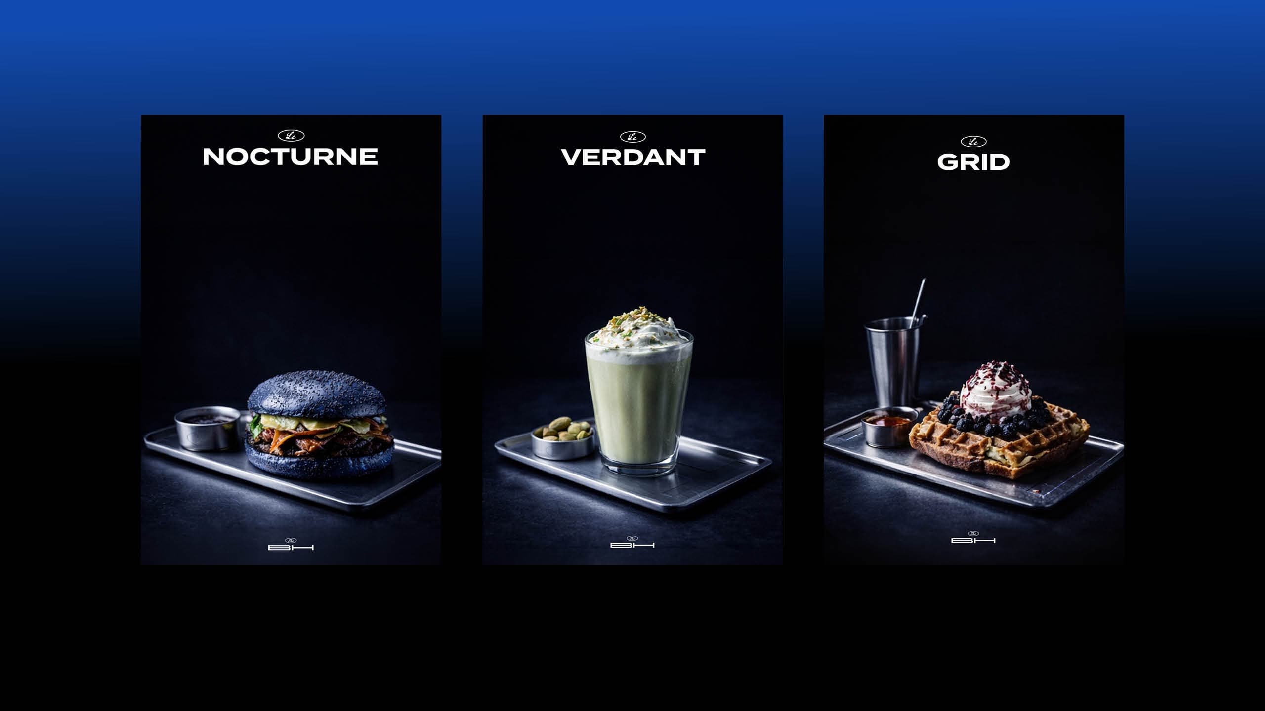 Sélection de desserts de la carte Blue Hour