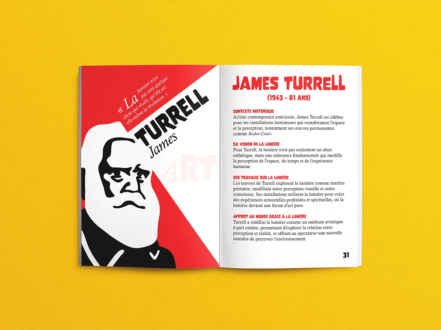 Double page du livret consacrée à James Turrell